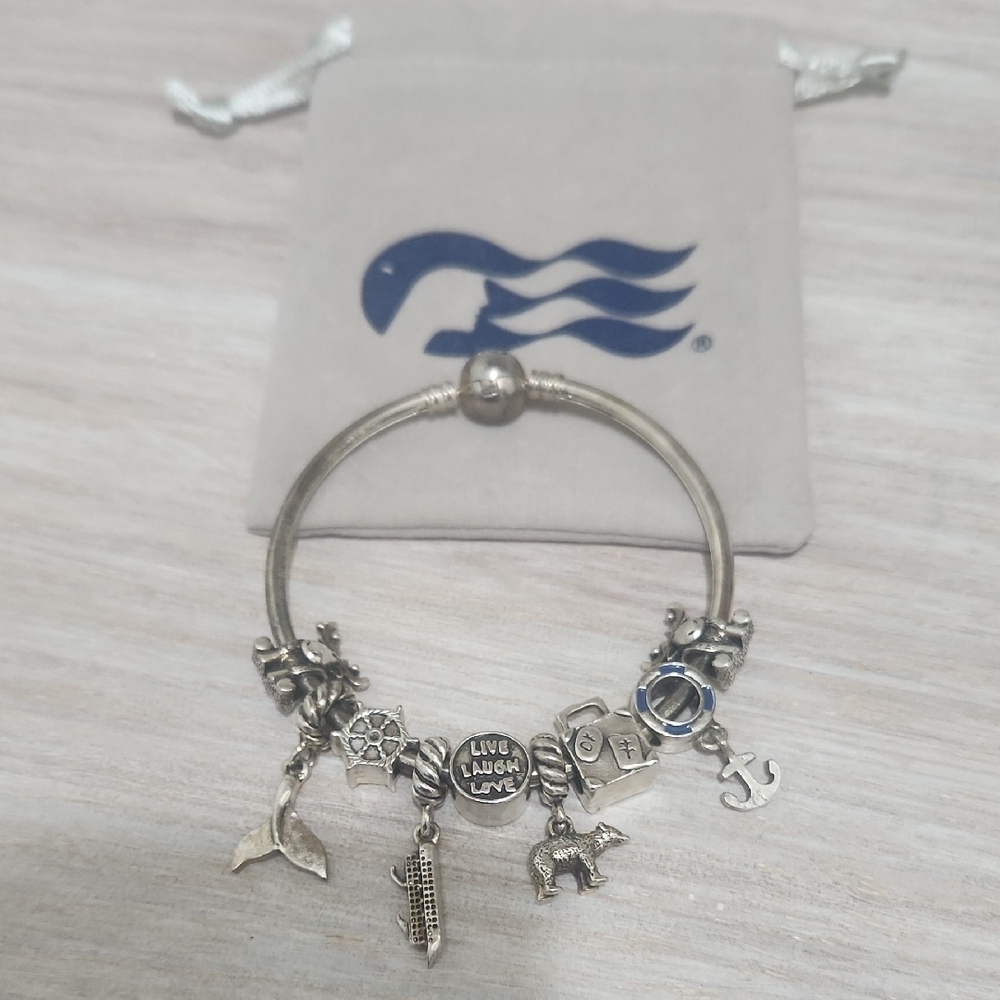 Silver Charm Bracelet with Nautical Charms
